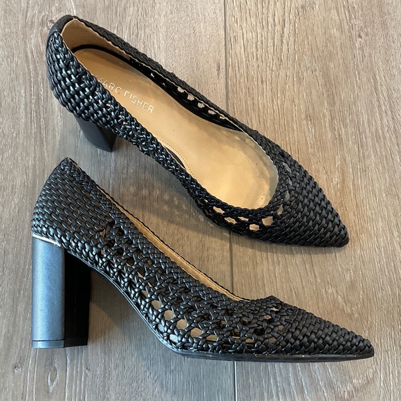 MARC FISHER Viviane Black Woven Heels Size 7.5 NWOT - Picture 1 of 10